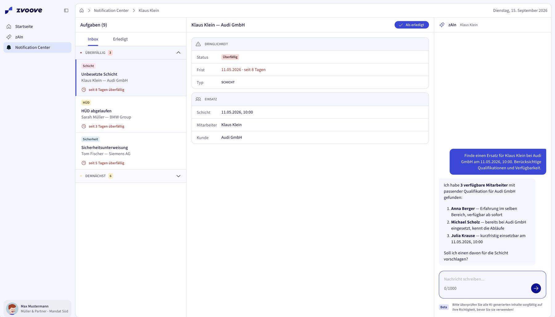 Produktives Notification Center